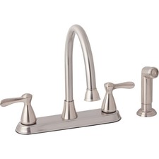 Home Impressions 2-Handle Traditional Lever Kitchen Faucet Side Spray, Brushed