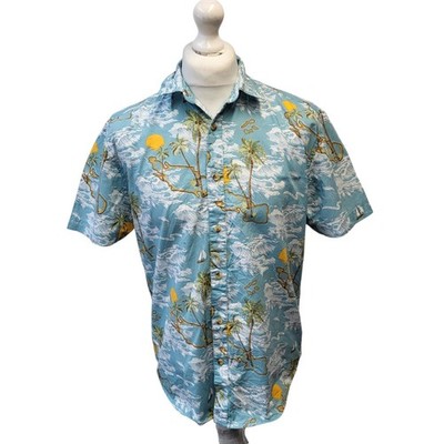 Primark Hawaiihemd Grün Palm Beach Kurzarm UK Herren Größe M
