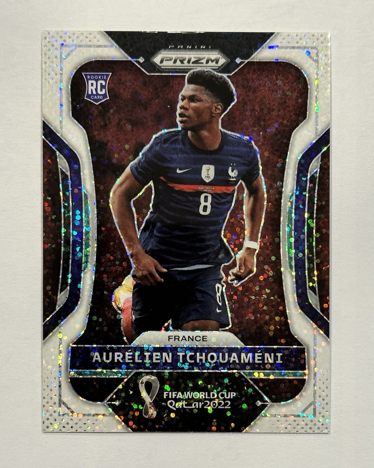2022 Panini Prizm World Cup Qatar Aurelien Tchouameni #97 White Sparkle Prizm