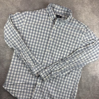 J Crew Shirt Mens L Blue Gingham Plaid Button Down Preppy Workwear