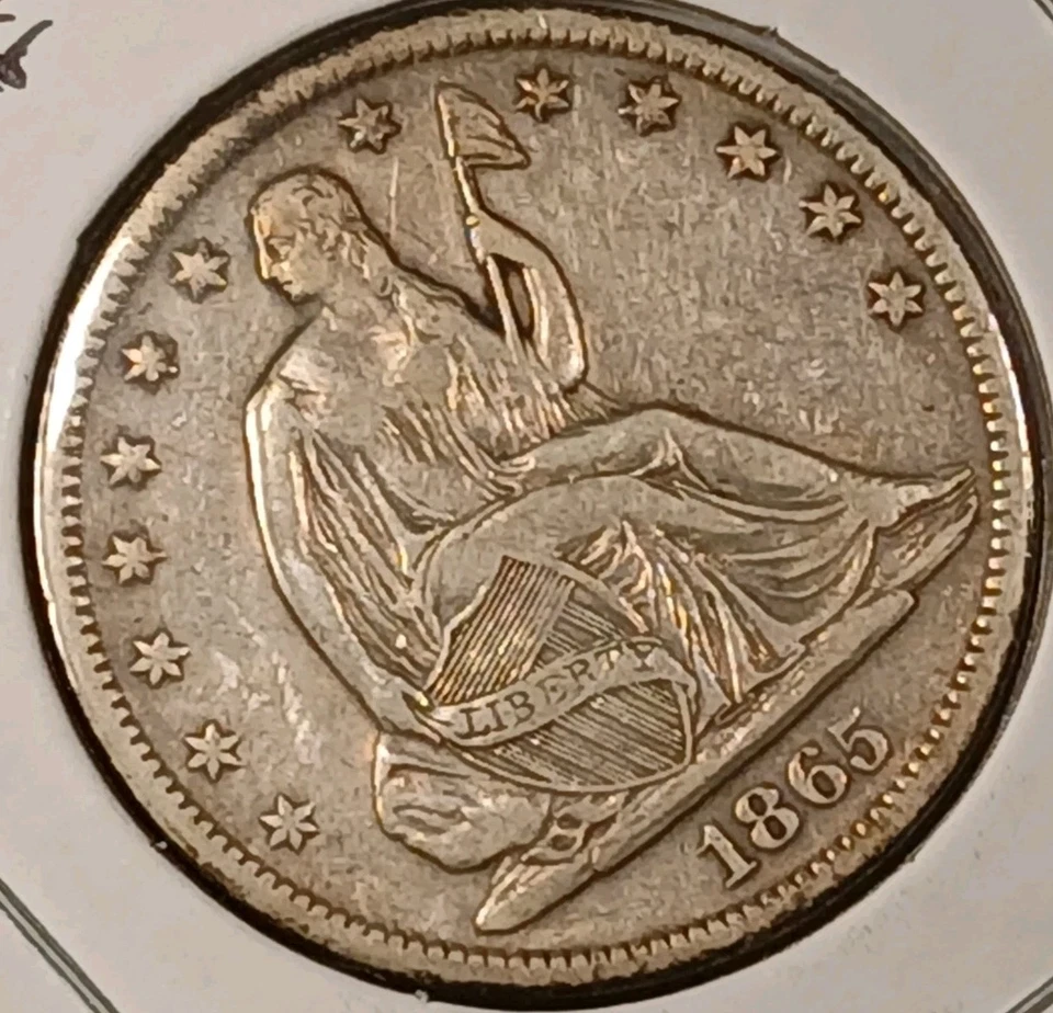 1865-S Seated Liberty Half Dollar VF+ *Civil War Date*  - Image 3 of 4