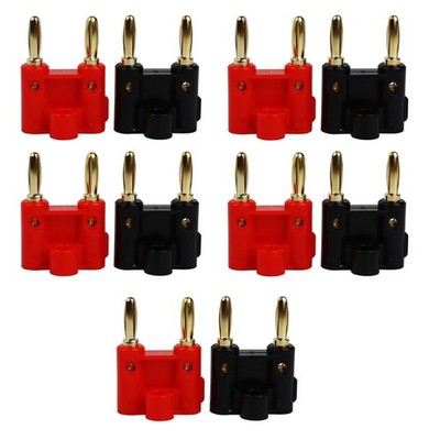 10PCS Dual Banana Plugs 4mm Gold Speaker Connector for Amp Safe Reliable