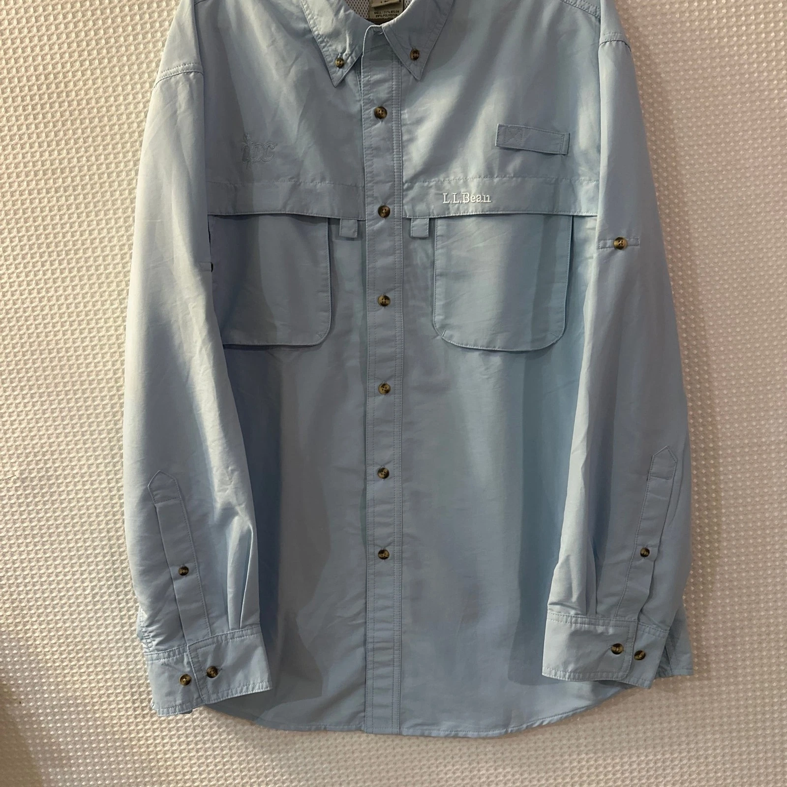 LL Bean Men's Vented Long Sleeve Fishing Shirt Blue