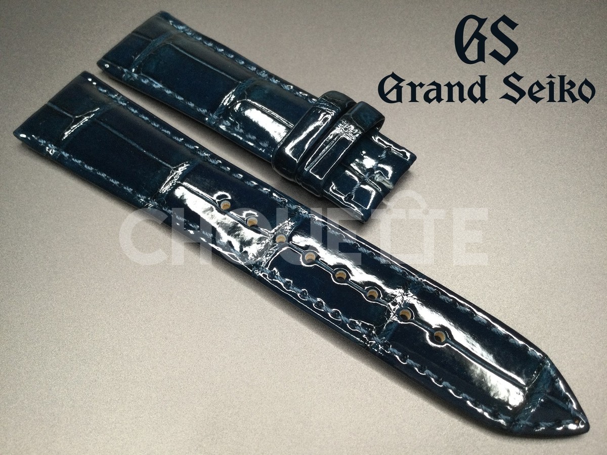 OEM Grand Seiko SBGW049 / 9S64-00J0 19mm Navy Crocodile Leather