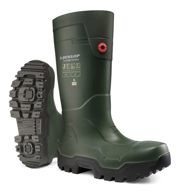 Dunlop Purofort Fieldpro Thermo+ Full Safety Wellingtons Green Size 12