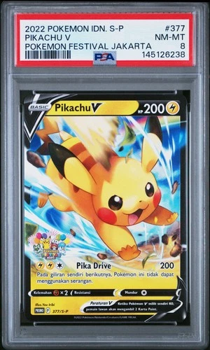 2022 POKEMON INDONESIAN S PROMO POKEMON FESTIVAL JAKARTA #377 PIKACHU V PSA 8