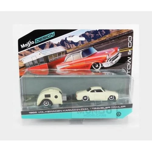1:64 Maisto Vw Karmann Ghia Coupe 1960 With Travel Trailer MI15368-2-20027-15006 - Immagine 2 di 2