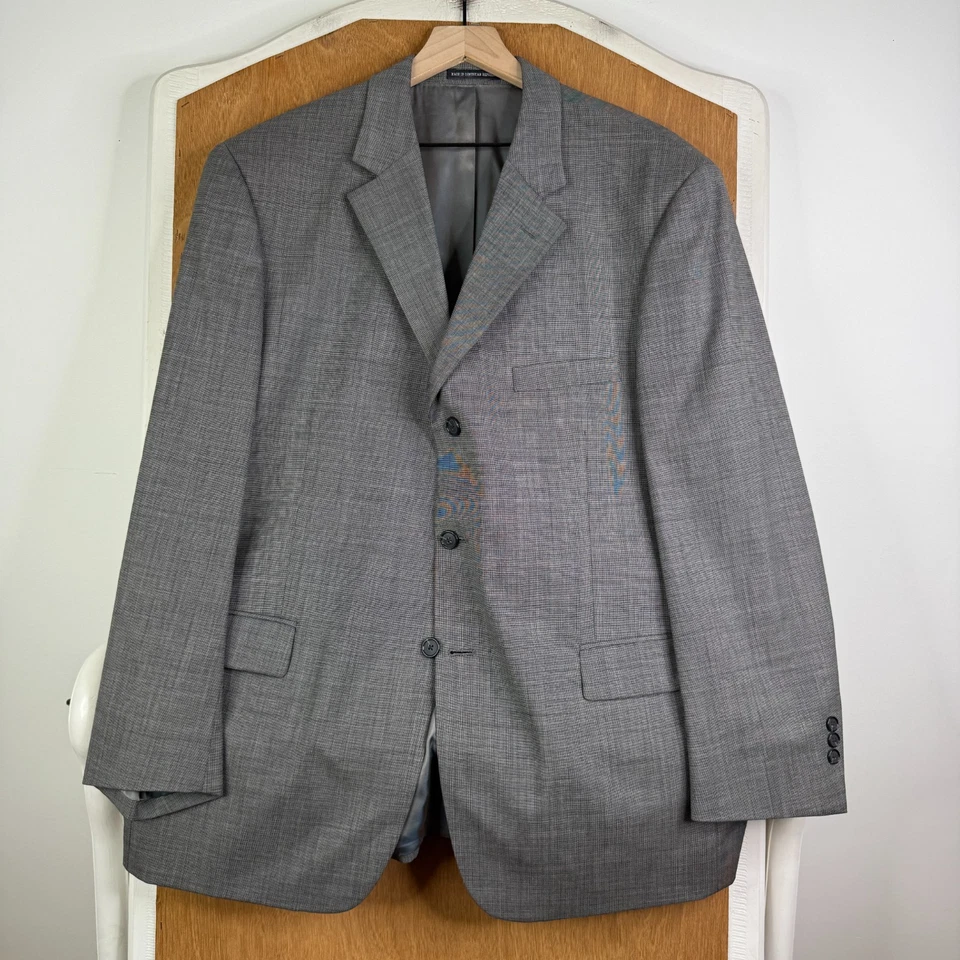 Andrew Fezza Suit Mens 46R Gray 3 Button 100% Worsted Wool Pants 40x29 Flat - Image 2 of 4