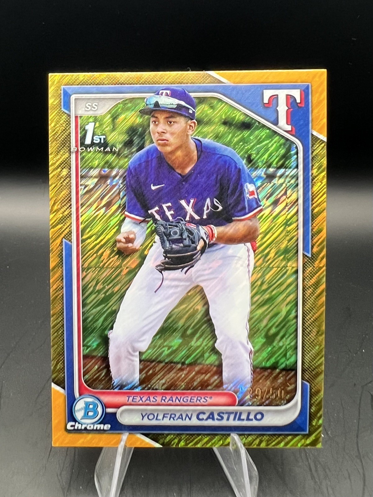 2024 Bowman Chrome - Yolfran Castillo 1st Gold Shimmer Refractor /50 - #BCP-159