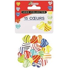 Billes - Jeu de récréation - Galets en forme de cœur - Filet de 15 - Enfant
