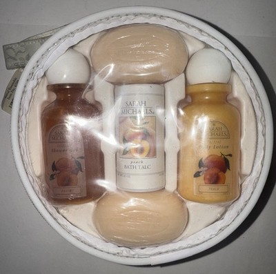 SARAH MICHAELS TRAVEL ENSEMBLE PEACH BATH TALK LOTION SHOWER GEL SOAP NEW RARE