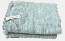 NWT BIANCA Made in Portugal Set OF 2 PC 2 Bath Towels Fringe LT Green 30X56"