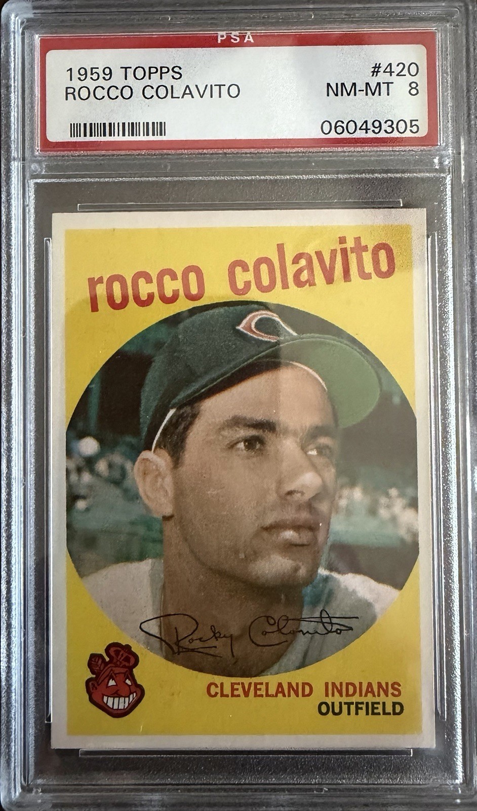 1959 TOPPS #420 ROCCO COLAVITO PSA 8