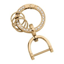 metal Bling rhinestone car keychain with a 360 Degree rotating and R Golden-d