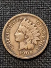 2 F/VF 1909 Indian Head Penny.  Key Date.  Last Year Issue