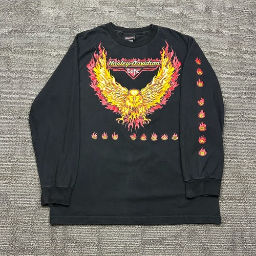 Vintage 90s Harley Davidson Flame Eagle Las Vegas Long Sleeve - Large