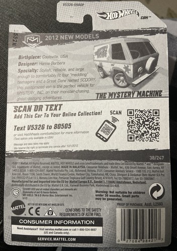 2012 Hot Wheels New Models #38/50 • Scooby-Doo The Mystery Machine #38/247 - Picture 8 of 8