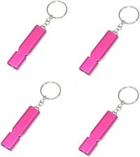 4Pcs Pink Aluminum Alloy Whistle Camping Supplies Double Tube Emergency Whistles