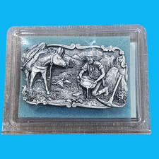 Vtg Siskiyou Gold Prospector Belt Buckle USA Made Pewter Panner New Old Stock