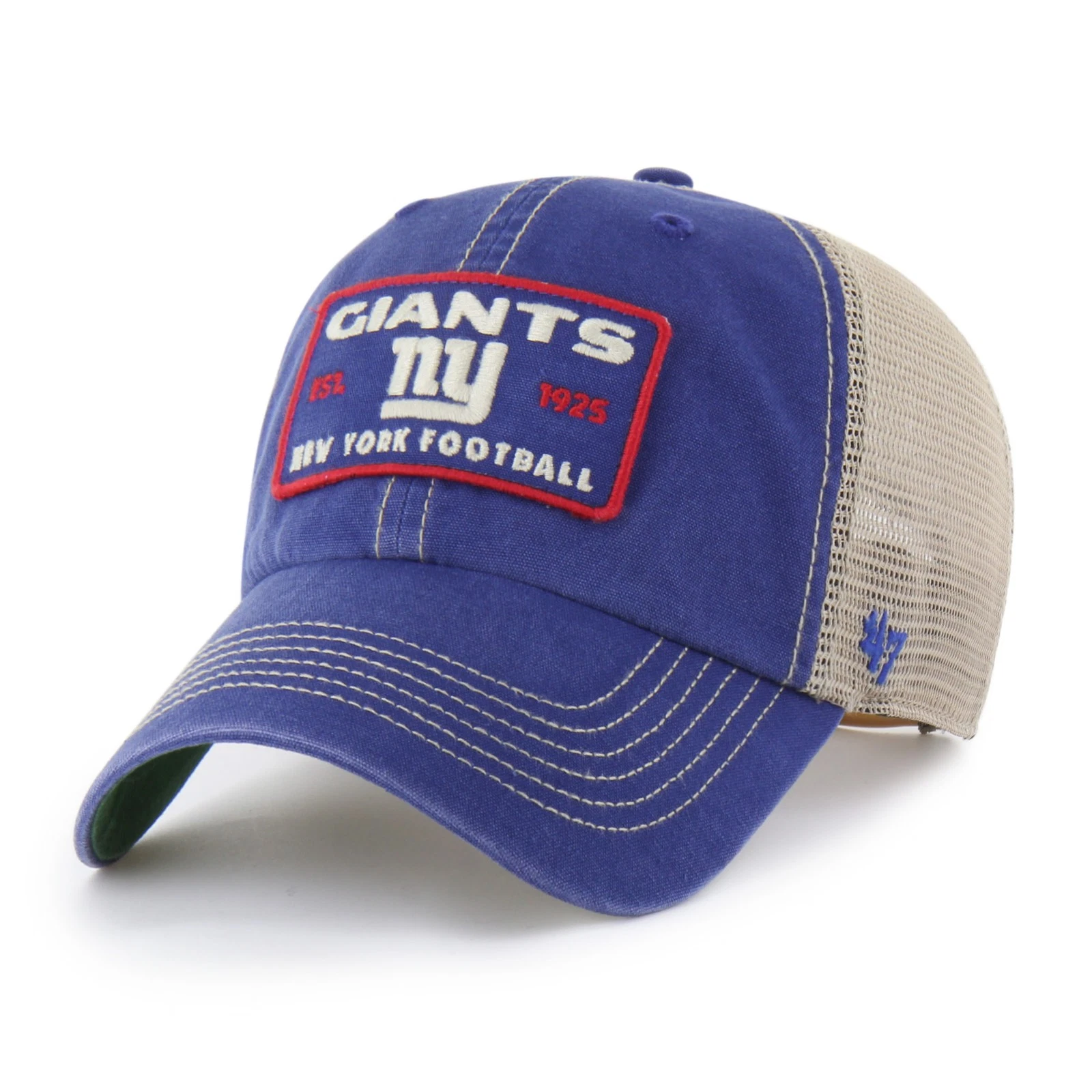 '47 Brand Cap NFL New York Giants WABASH Clean Up Baseball Cap Mesh Logo Patch Distressed