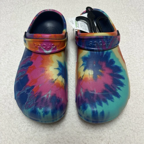 Crocs Tie Dye Unisex Bistro Rainbow Clogs Slip Resistant Mens 12/Womens 14