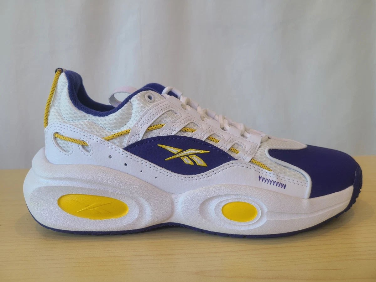 Reebok Solution Mid GW4377 White /Purple Iverson Athletic Basketball Shoes M10 Reebok Solution Mid Iverson GW4377 White Purple Gold Mens  main image 2