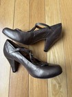CLARKS Indigo Women Size 8 Pump Bronze T Strap Cone Heel Round Toe — photo 6