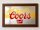 Vintage Coors Beer Mirror Sign Wood Frame | Retro Beer Advertising