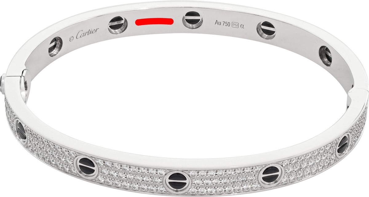 Cartier LOVE bracelet, classic model, paved, ceramic 18k white