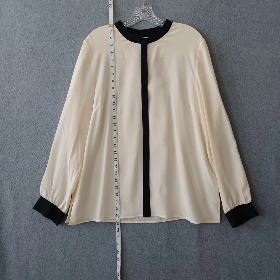 Talbots Blouse Womens 16 Ivory Long Sleeve 100% Silk Casual Workwear Blouse - Image 4 of 4