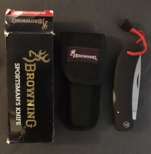 Browning Sportsman’s Knife Model 707 4 Inch Signature Lockback, Sheath, Box