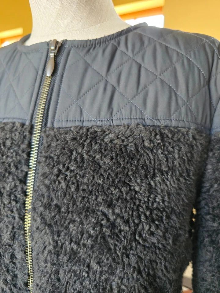 Prana S Black jacket blazer Sport Casual faux fake fur shearling m mixed media - Изображение 4 из 4