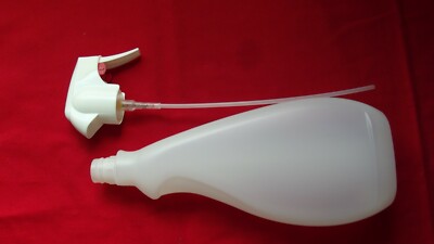 1 Flachflasche leer 750ml, transparent, 48gr. Sprühkopf Prellgewinde TS-1