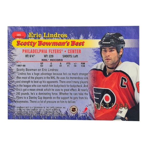 1998-99 Bowman’s Best Scotty Refractor #SB5 Eric Lindros SP #'d /200 - Bild 2 von 2