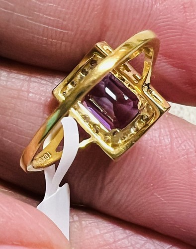 Natürlicher Diamant Amethyst 0,25 14kt massiv Gelbgold Ringgröße 6 # NEU - Bild 14 von 17