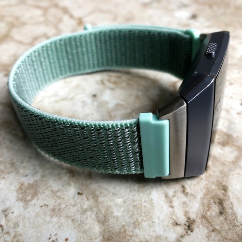 Marine Green Sports Hook and Loop Adjustable Nylon Band Strap for Fitbit Ionic - Picture 6 of 7