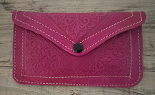 MOROCCAN Embossed Fuchsia Leather Wallet NEW GORGEOUS