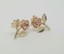 14k Yellow Gold 3D Floral Rose Flower Diamond Earrings