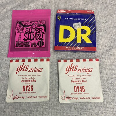 Lot Of 4-DR PHR-11 Pure Blues 11-50 Electric Guitar/Super Slinky/ghs Strings