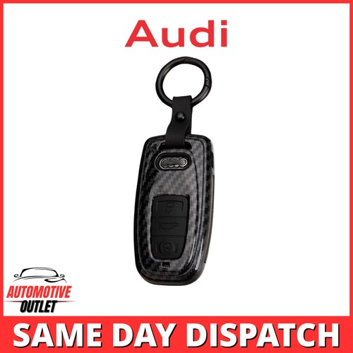 KEY CASE COVER SHELL REMOTE FOB CARBON BLACK FOR AUDI A4 A5 A6 A7 A8 Q3 Q5 S4 TT