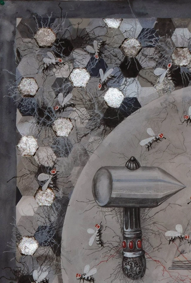 painting contemporary art modern esoteric symbol royal crown scepter bees nest — 第 2/4 张图片