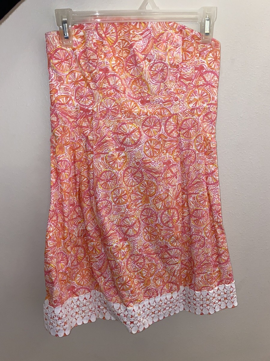 Lilly Pulitzer Pink And Orange Strapless Dress With Embroidery Size 0 $198.00 | eBay Lilly Pulitzer Pink And Orange Strapless Dress With Embroidery Size 0 $198.00 | eBay