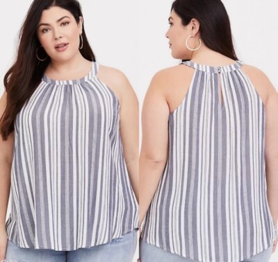 euc-torrid-white-and-blue-stripped-goddess-tank-top-size-4-ebay