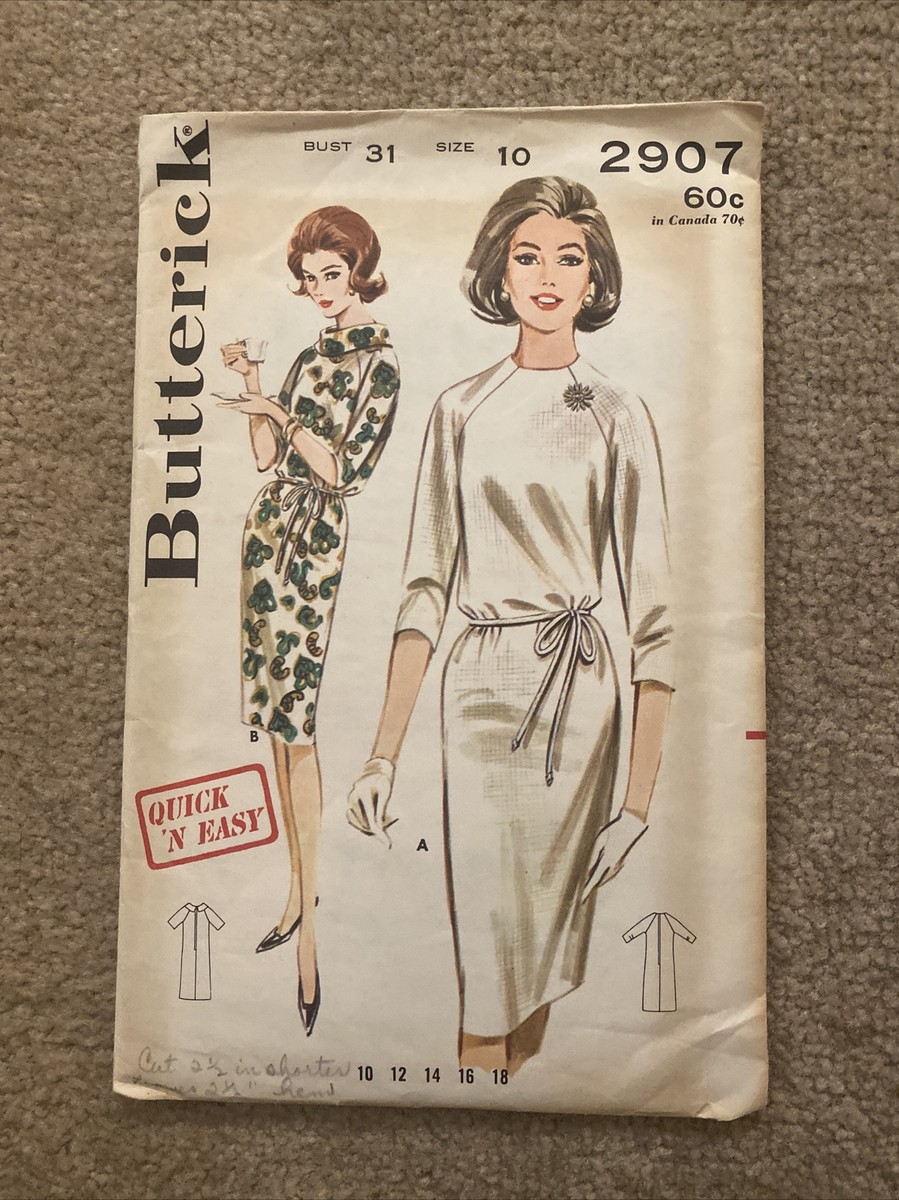 Butterick Sewing Pattern 2907 Ladies Dress Size 10 Bust 31 Cut