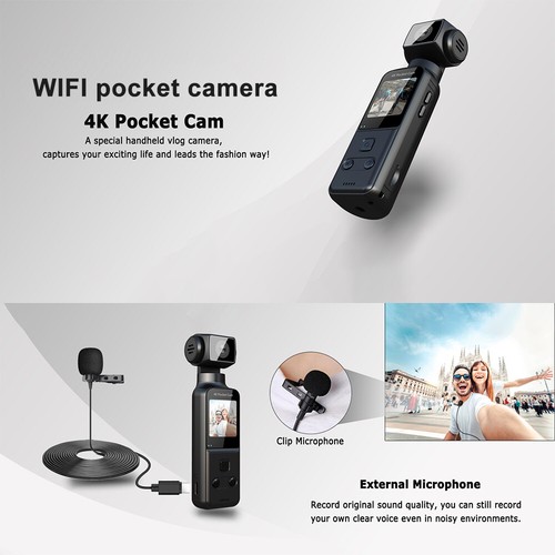 4K Body Camera with External Microphone Mini Video Audio Pocket Cam 270° Rotate - Picture 10 of 24