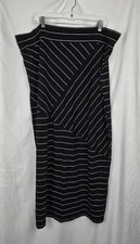 Pure Energy Assymetric Striped 19" Slit Modest Knit Pull-on Maxi Skirt sz 3X