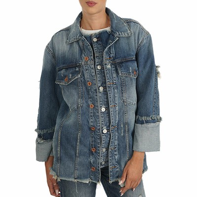 DIESEL DE VISEMAC Damen Jeansjacke Langärmelig Distressed Blau