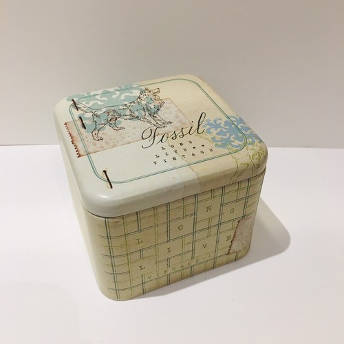 Fossil Watch Tin Box 9x9x7cm/ ~3.5x3 