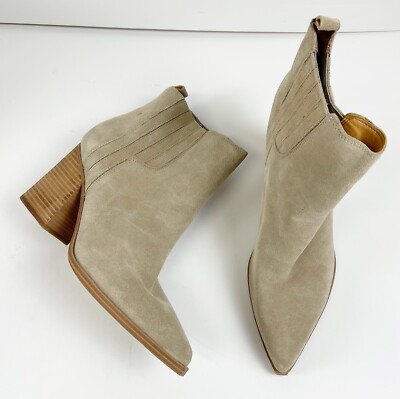 Marc Fisher Oshay Pointed Toe Booties Tan Heels Womens Size US 11 M NEW 