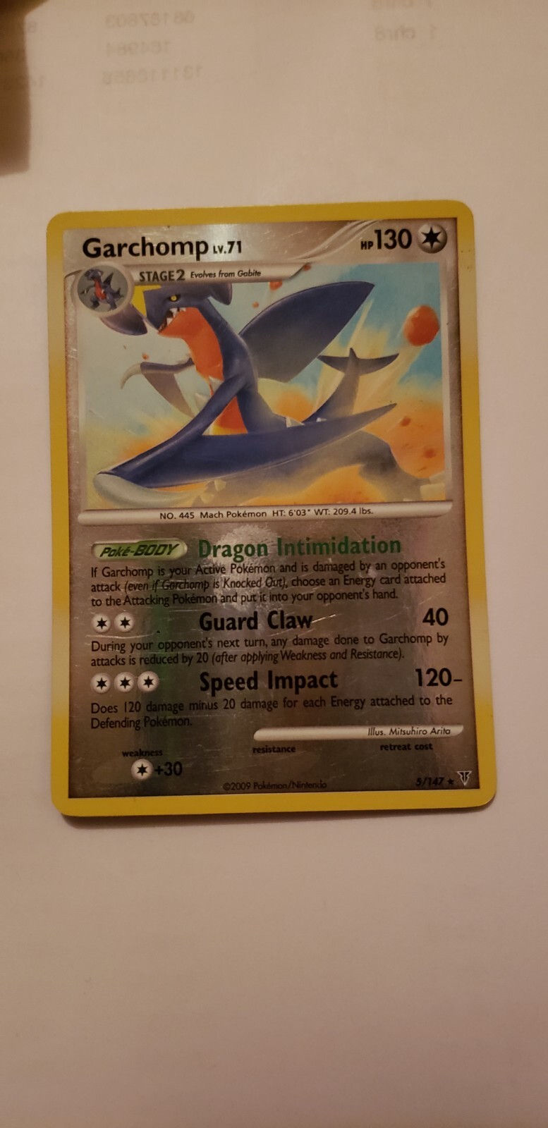 Pokemon TCG Garchomp 5/147 Reverse-Holo Platinum Series Supreme Victors 2009 NM